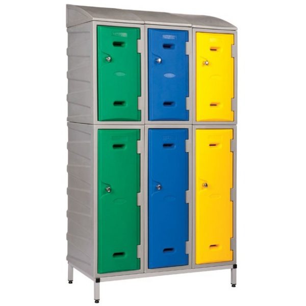 Plastic lockers on stands