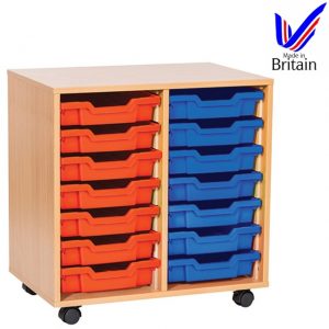 Double 14 Tray Unit for school classroom storage