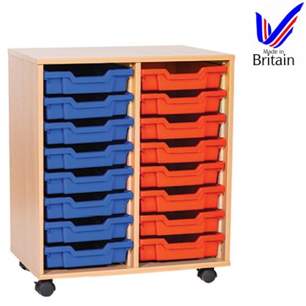 Double 16 Tray Unit for school classroom storage