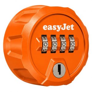PyKTO 4 mechanical 4-dial combination lock for lockers, cabinets and furniture - Orange with logo