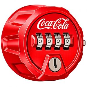 PyKTO 4 mechanical 4-dial combination lock for lockers, cabinets and furniture - red with logo
