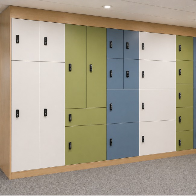 bespoke wood door lockers