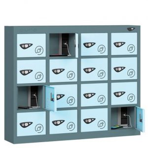 pure 16 door phone locker ribbon blue