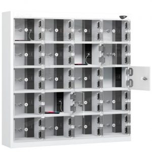 pure 20 door mobile phone locker clear door white