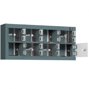 pure 8 door mobile phone locker clear door slate grey